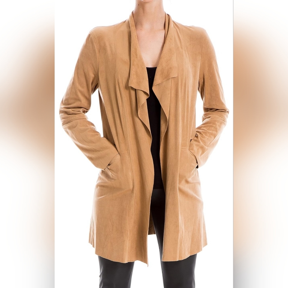 Max Studio womens Vicuna Faux Suede Long cardigan
